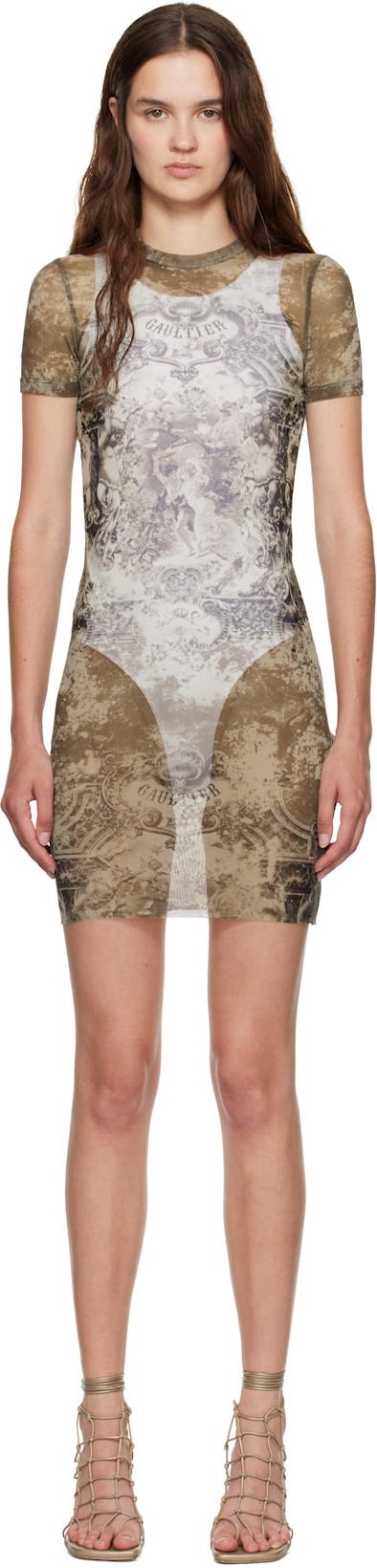 Beige 'The Médaillon' Minidress by JEAN PAUL GAULTIER