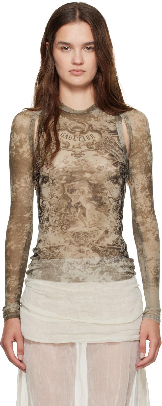 Beige 'The Médaillon' Sleeves Top by JEAN PAUL GAULTIER