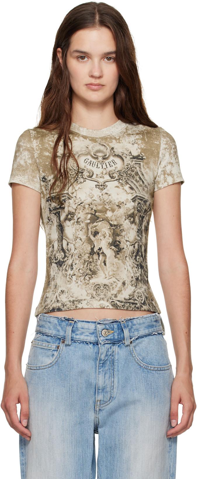 Beige 'The Médaillon' T-shirt by JEAN PAUL GAULTIER