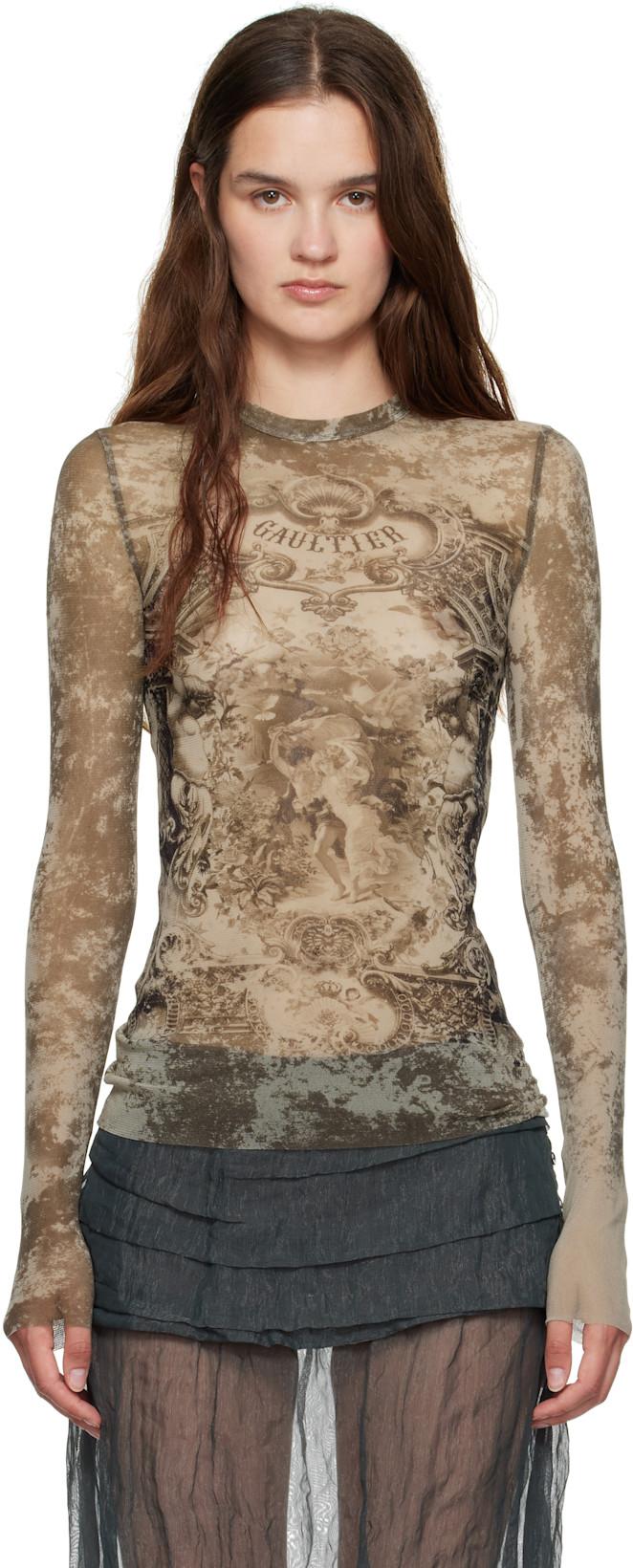 Beige 'The Médaillon' Top by JEAN PAUL GAULTIER