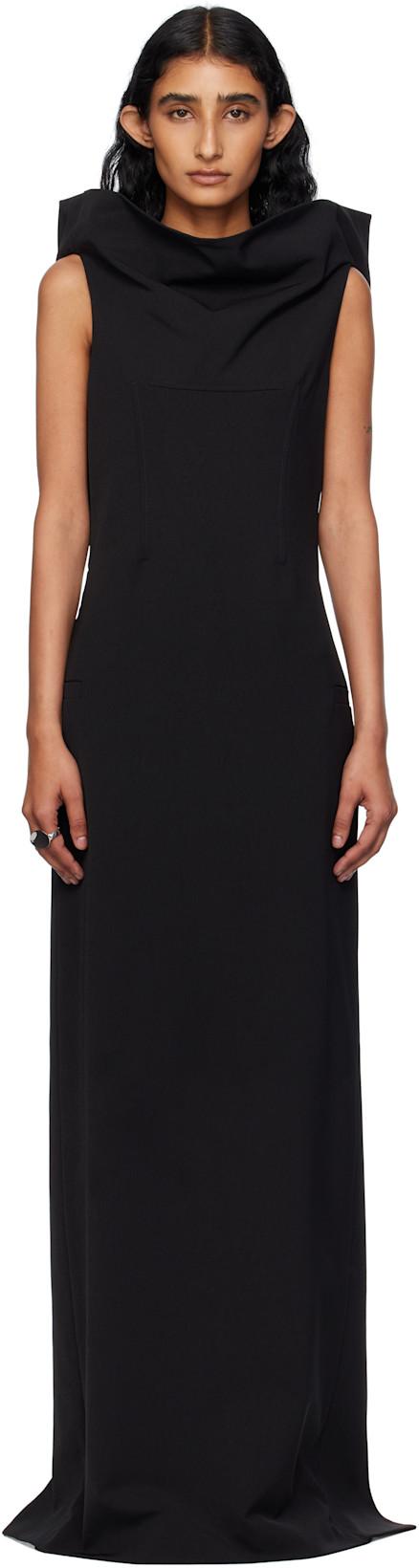 Black Backless Belt Maxi Dress by JEAN PAUL GAULTIER