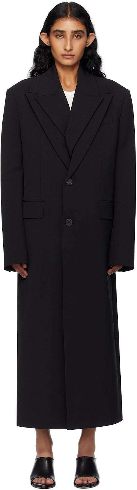 Black Double Layer Body Detail Coat by JEAN PAUL GAULTIER