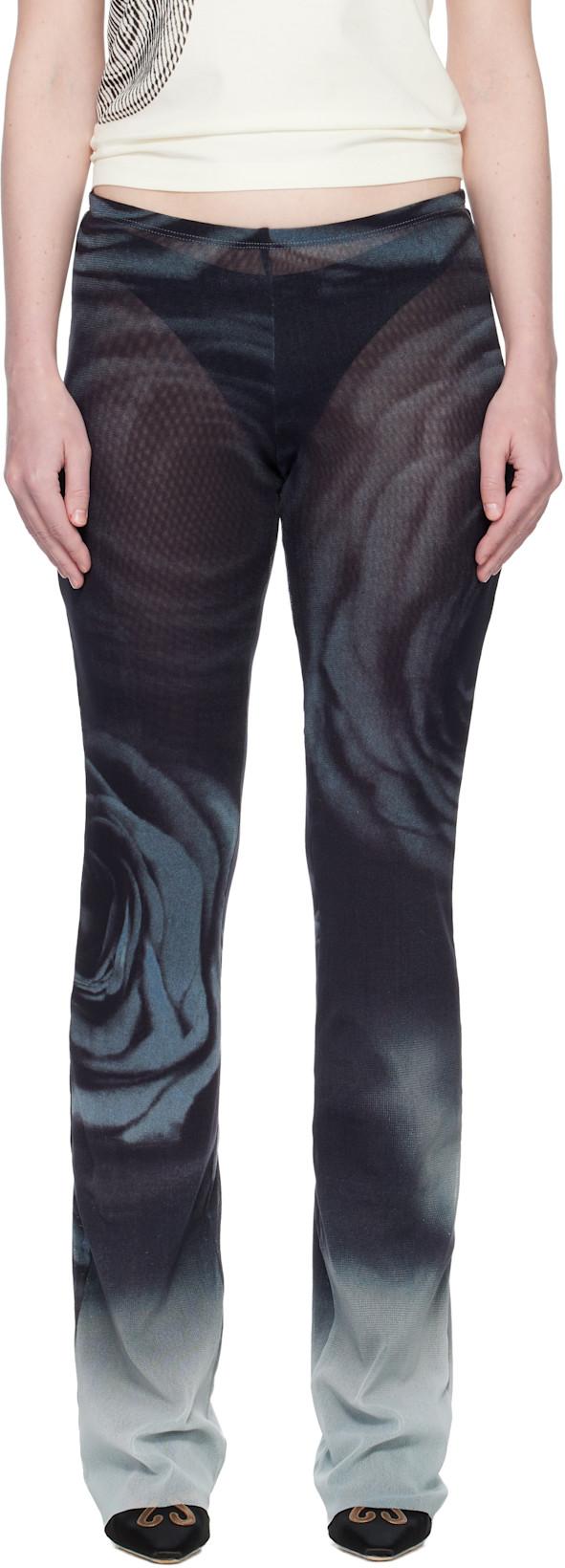 Black 'The Blurry Roses' Lounge Pants by JEAN PAUL GAULTIER