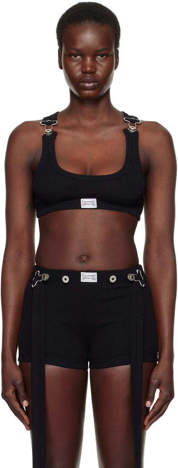 Black 'The Cropped Patch' Tank Top by JEAN PAUL GAULTIER