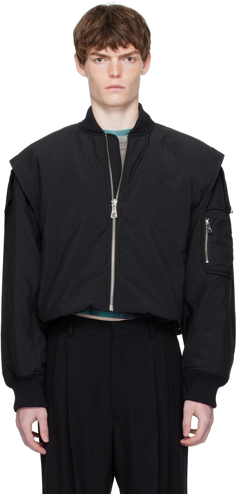Black 'The Hooded' Bomber Jacket by JEAN PAUL GAULTIER