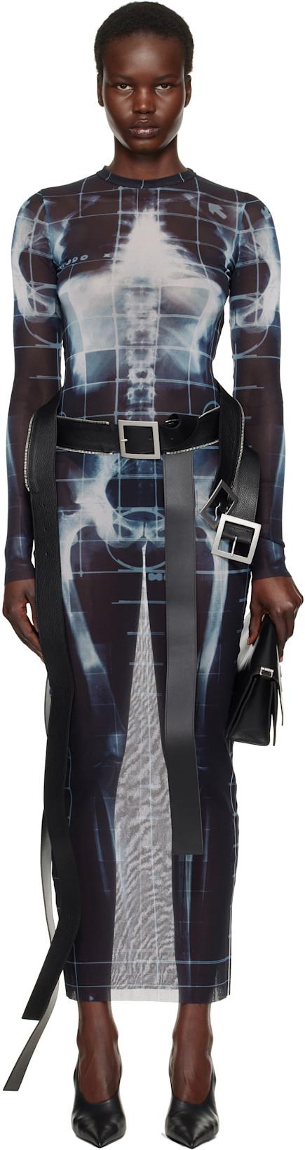 Black & Blue 'The Squeletor' Maxi Dress by JEAN PAUL GAULTIER