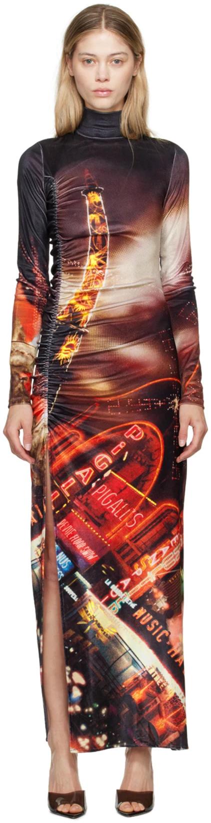 Black & Red 'The Velvet Pigalle' Maxi Dress by JEAN PAUL GAULTIER