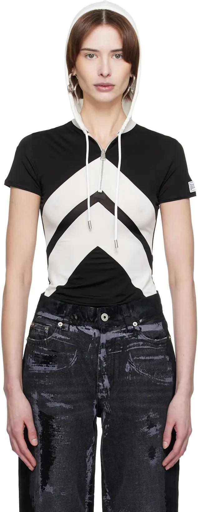 Black & White 'The Chevrons' Hoodie by JEAN PAUL GAULTIER