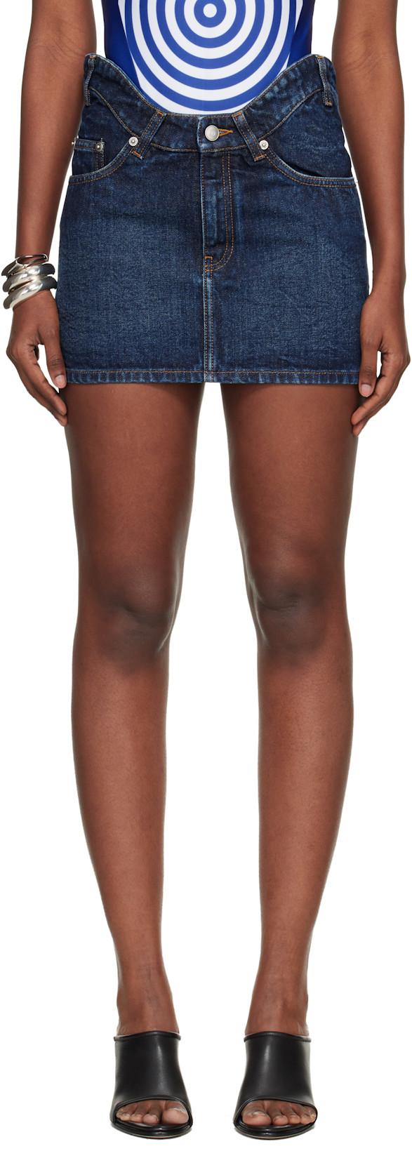 Blue 'The Curved' Denim Miniskirt by JEAN PAUL GAULTIER