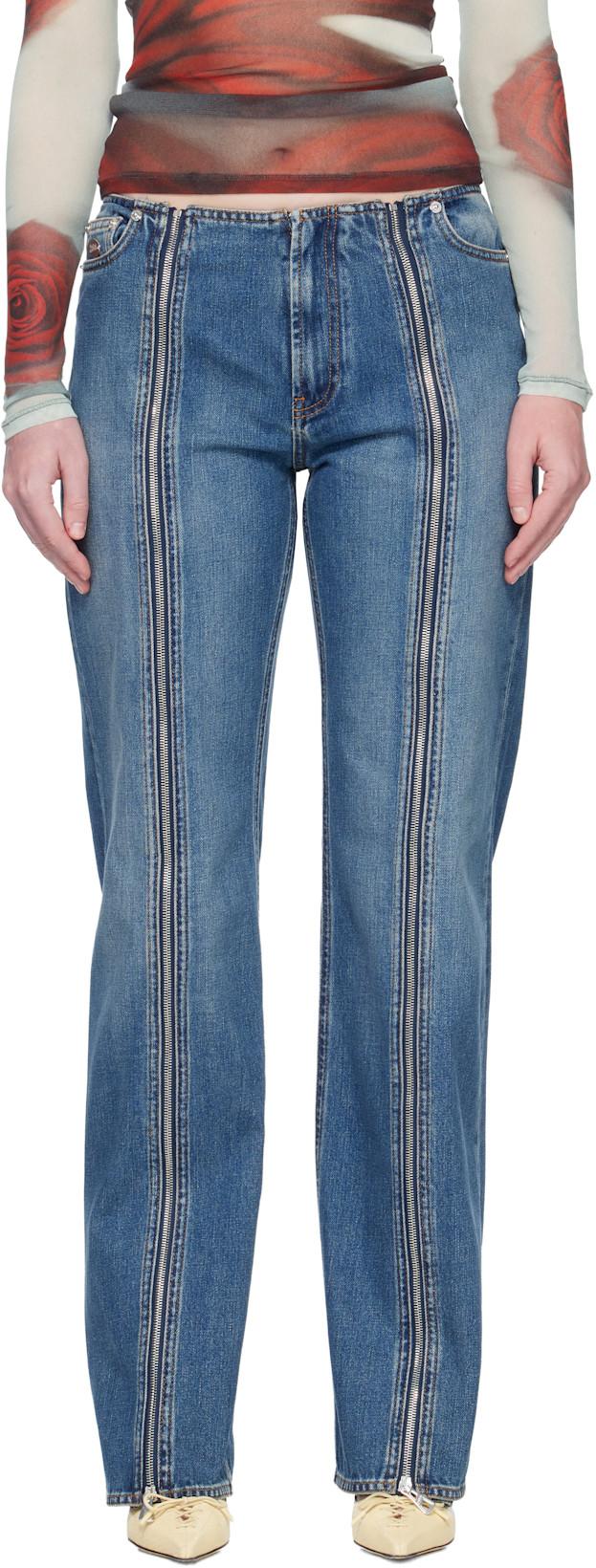 Blue 'The Zipped' Jeans by JEAN PAUL GAULTIER