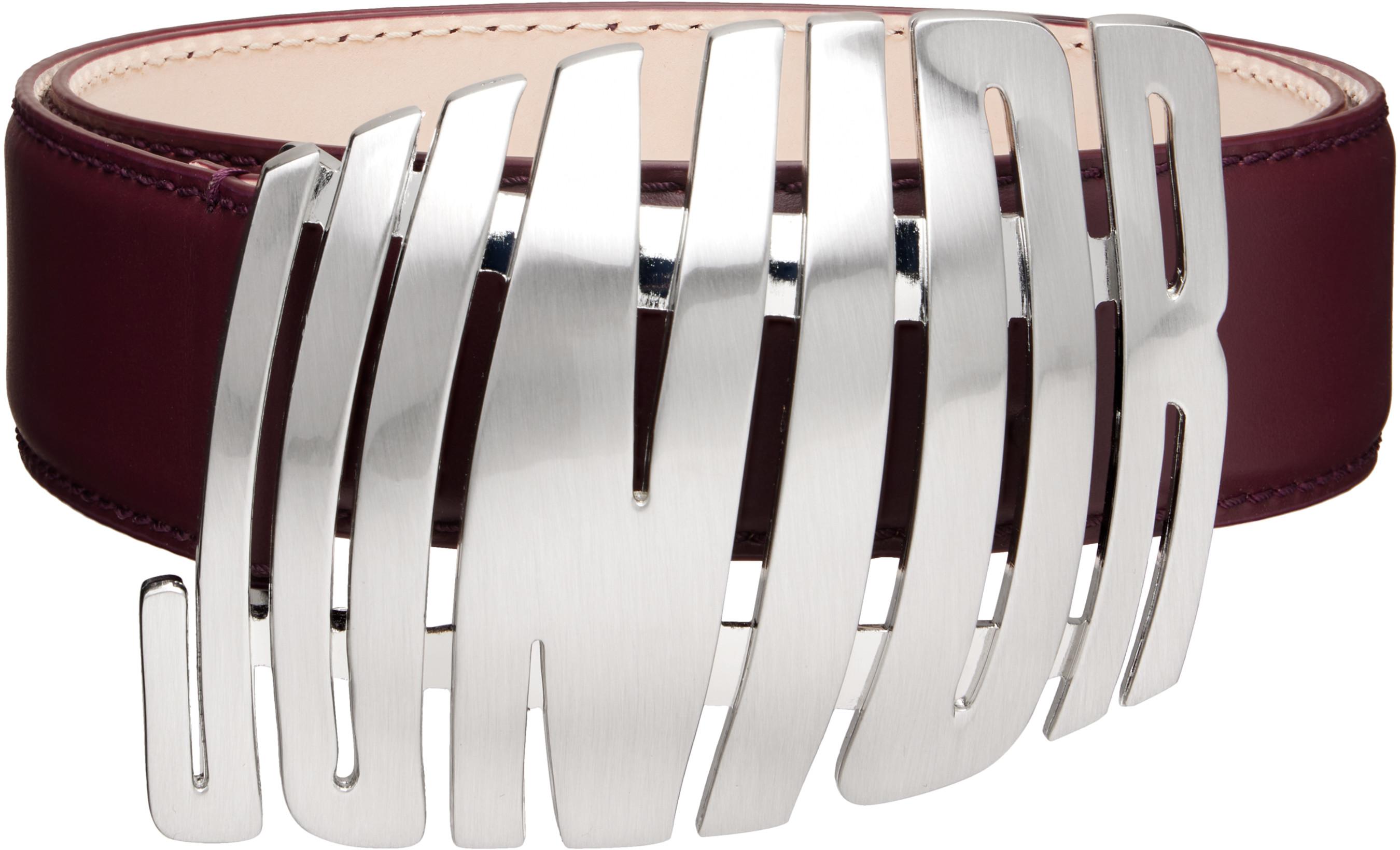 Burgundy 'The Straight Junior' Belt by JEAN PAUL GAULTIER