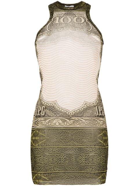 Cartouche-print tulle mini dress by JEAN PAUL GAULTIER