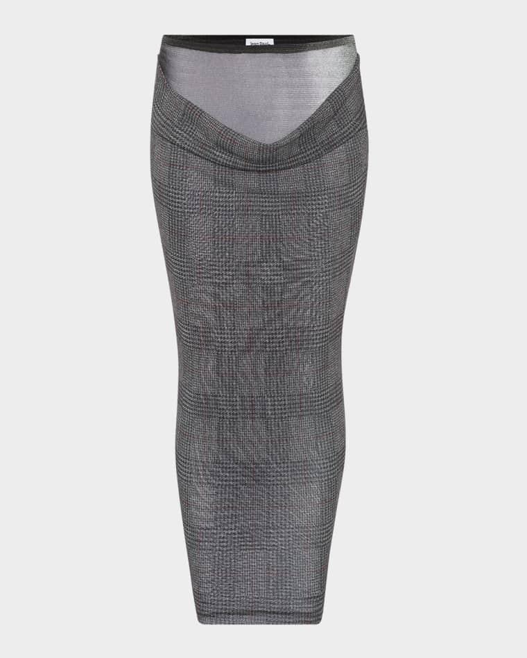 Check Layered Mesh Maxi Skirt by JEAN PAUL GAULTIER