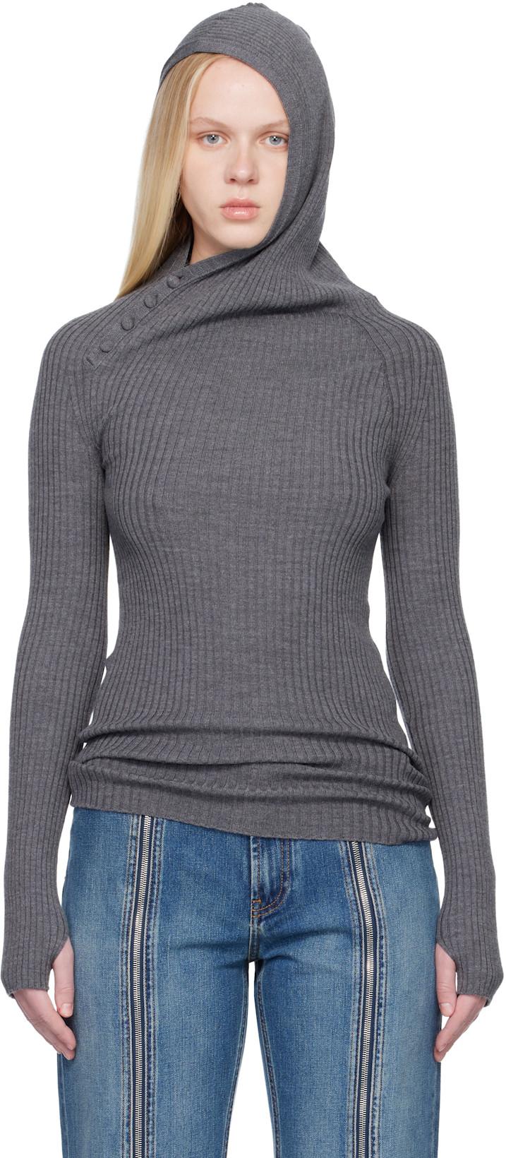Gray Asymmetric Hoodie by JEAN PAUL GAULTIER