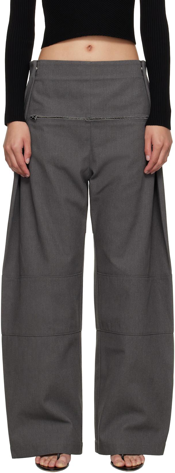 Gray Zip Denim Trousers by JEAN PAUL GAULTIER