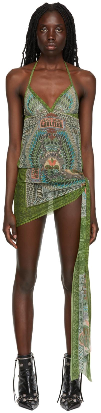 Green Banknote Cover Up Minidress by JEAN PAUL GAULTIER | jellibeans