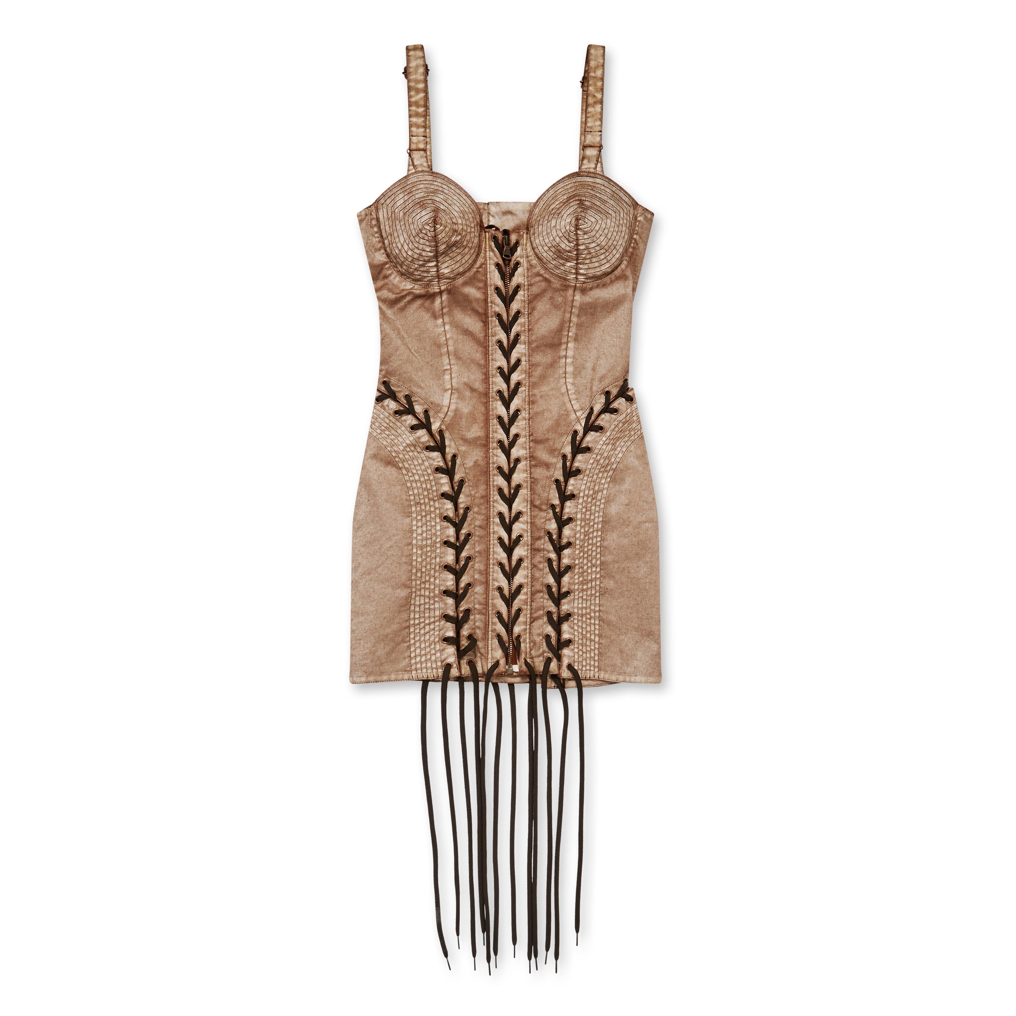 Jean Paul Gaultier - KNWLS Women’s Conical Laced Dress - (Brown/Ecru) by JEAN PAUL GAULTIER
