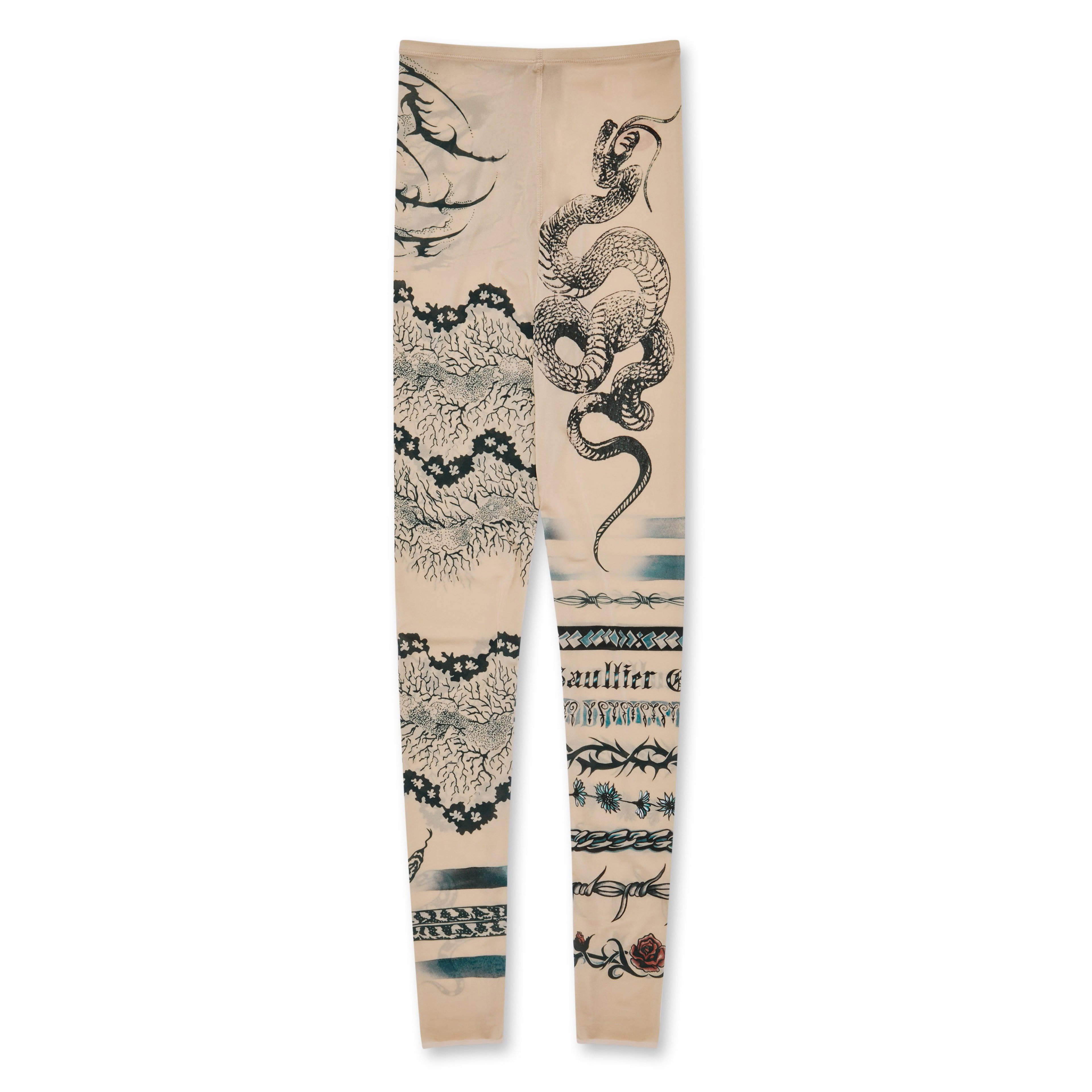 Jean Paul Gaultier - KNWLS Women's Trompe L'Oeil Tattoo Print Leggings - (Nude/Grey/Black) by JEAN PAUL GAULTIER
