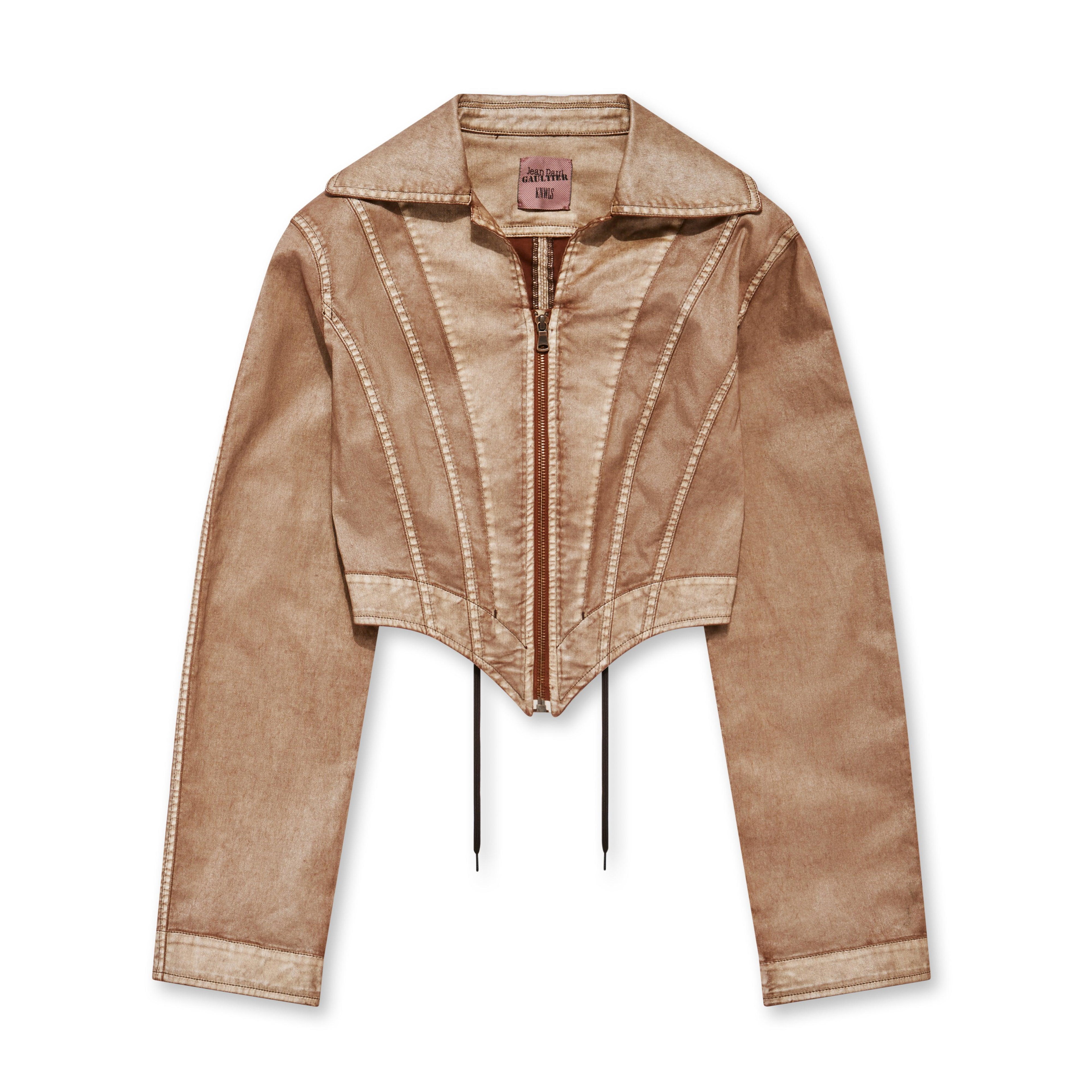 Jean Paul Gaultier - Knwls Women’S Laced Topstitch Jacket - (Brown/Ecru) by JEAN PAUL GAULTIER