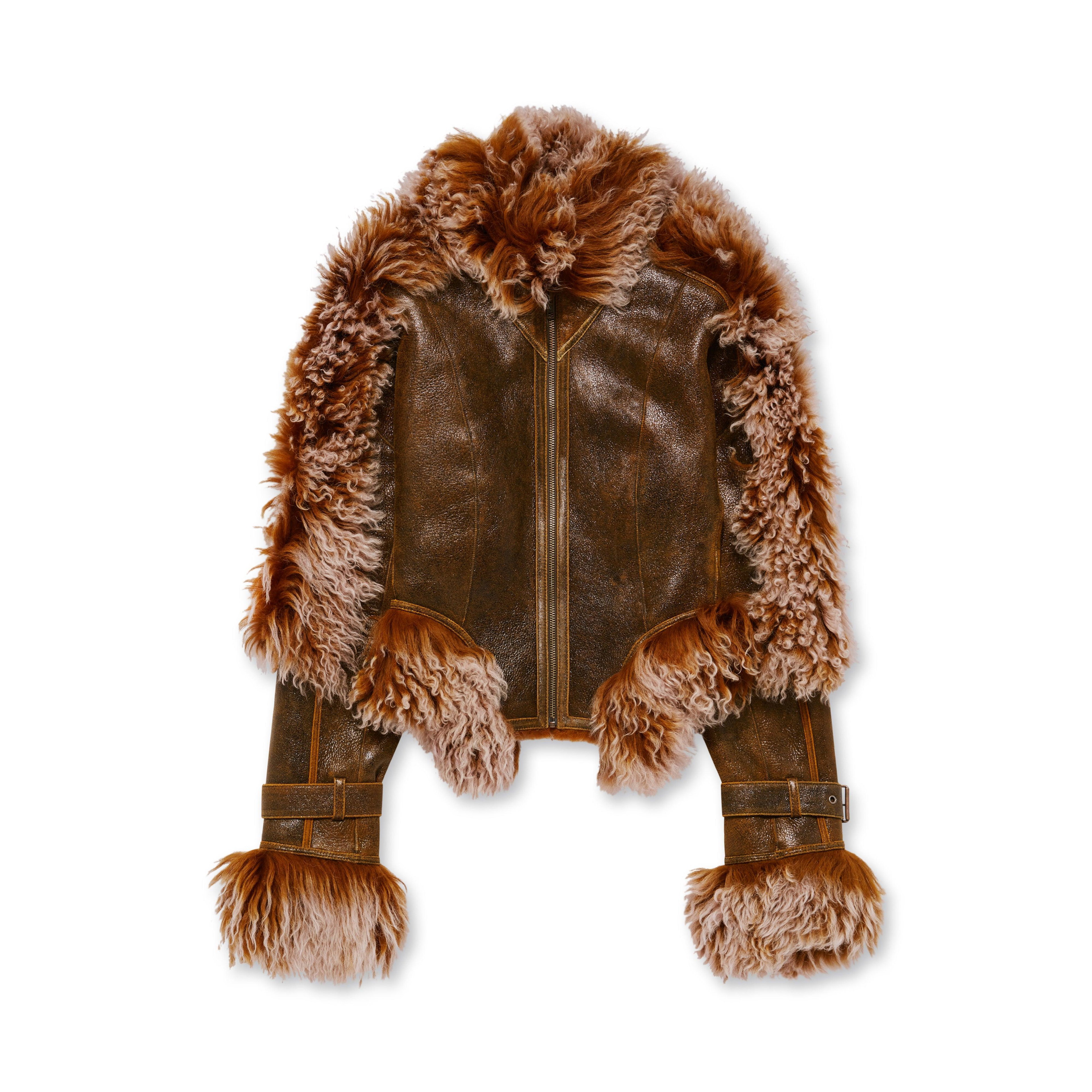 Jean Paul Gaultier - Knwls Women'S Shearling Jacket - (Brown/Lilac) by JEAN PAUL GAULTIER