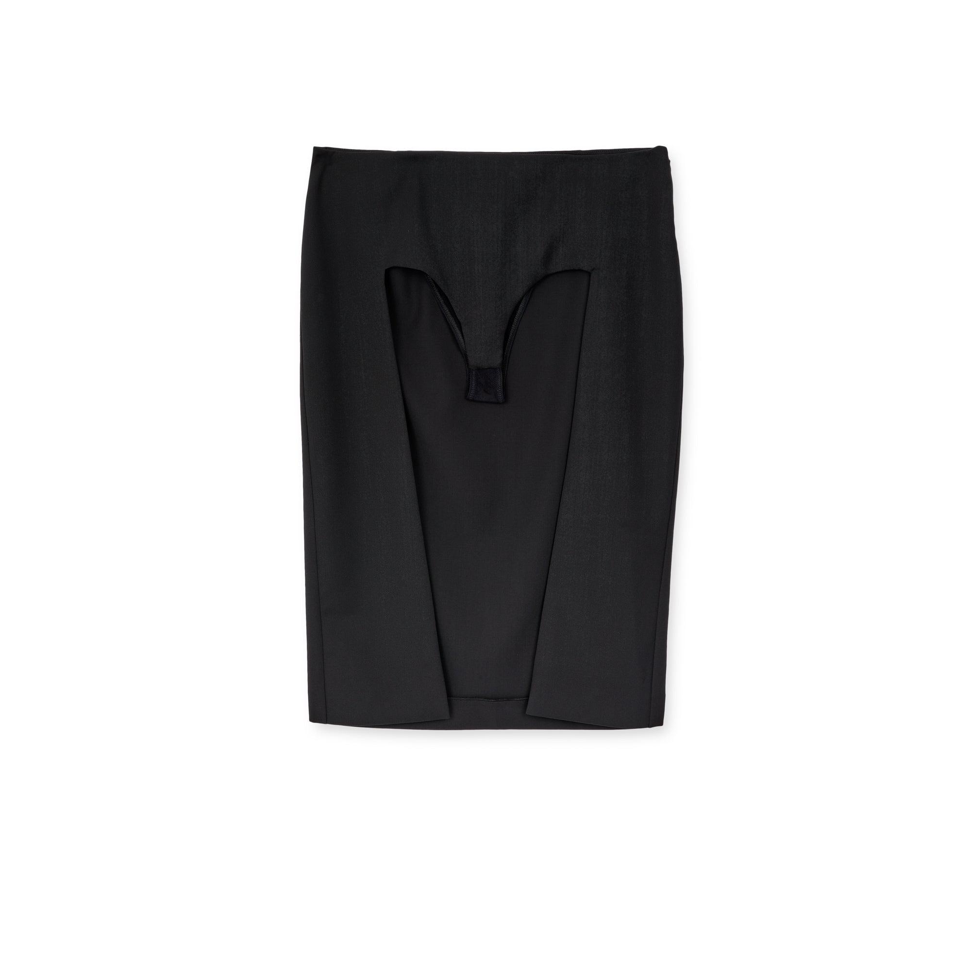 Jean Paul Gaultier - Lotta Volkova Pencil Skirt With Front Panty Opening - (Black) by JEAN PAUL GAULTIER