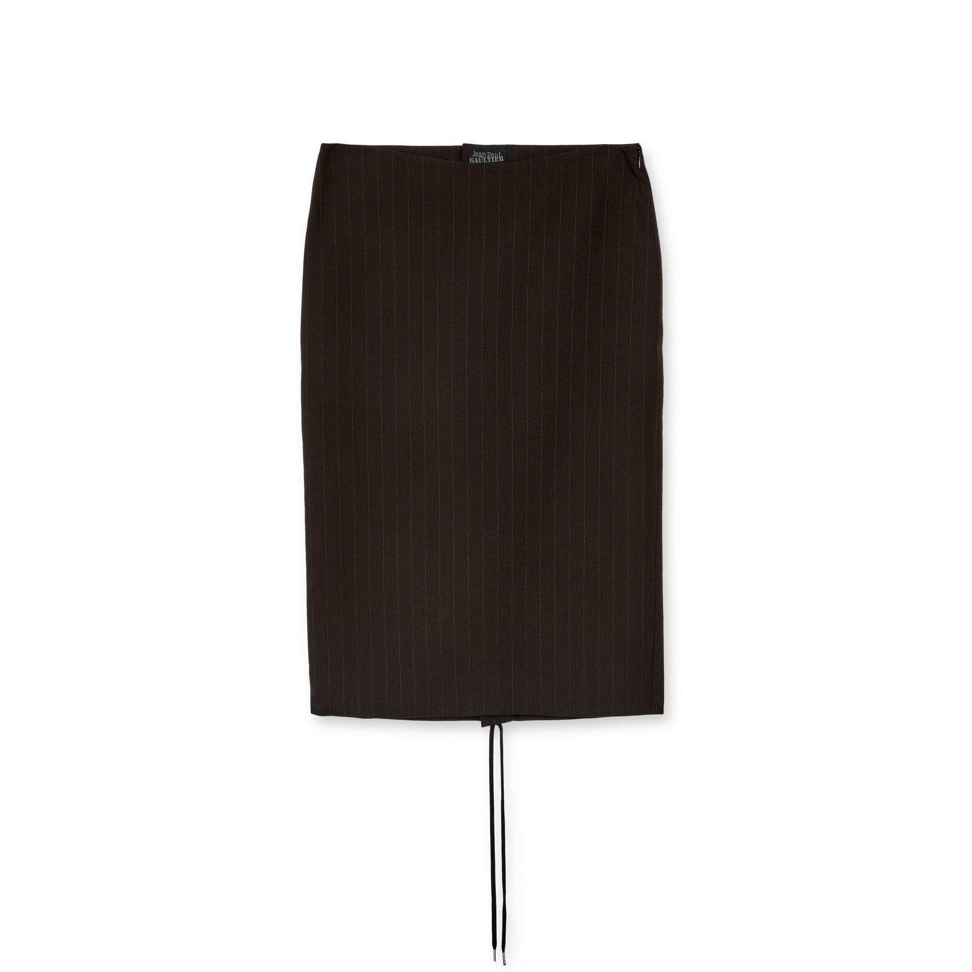 Jean Paul Gaultier - Lotta Volkova S&M Pencil Laced Skirt - (Brown/Ecru) by JEAN PAUL GAULTIER
