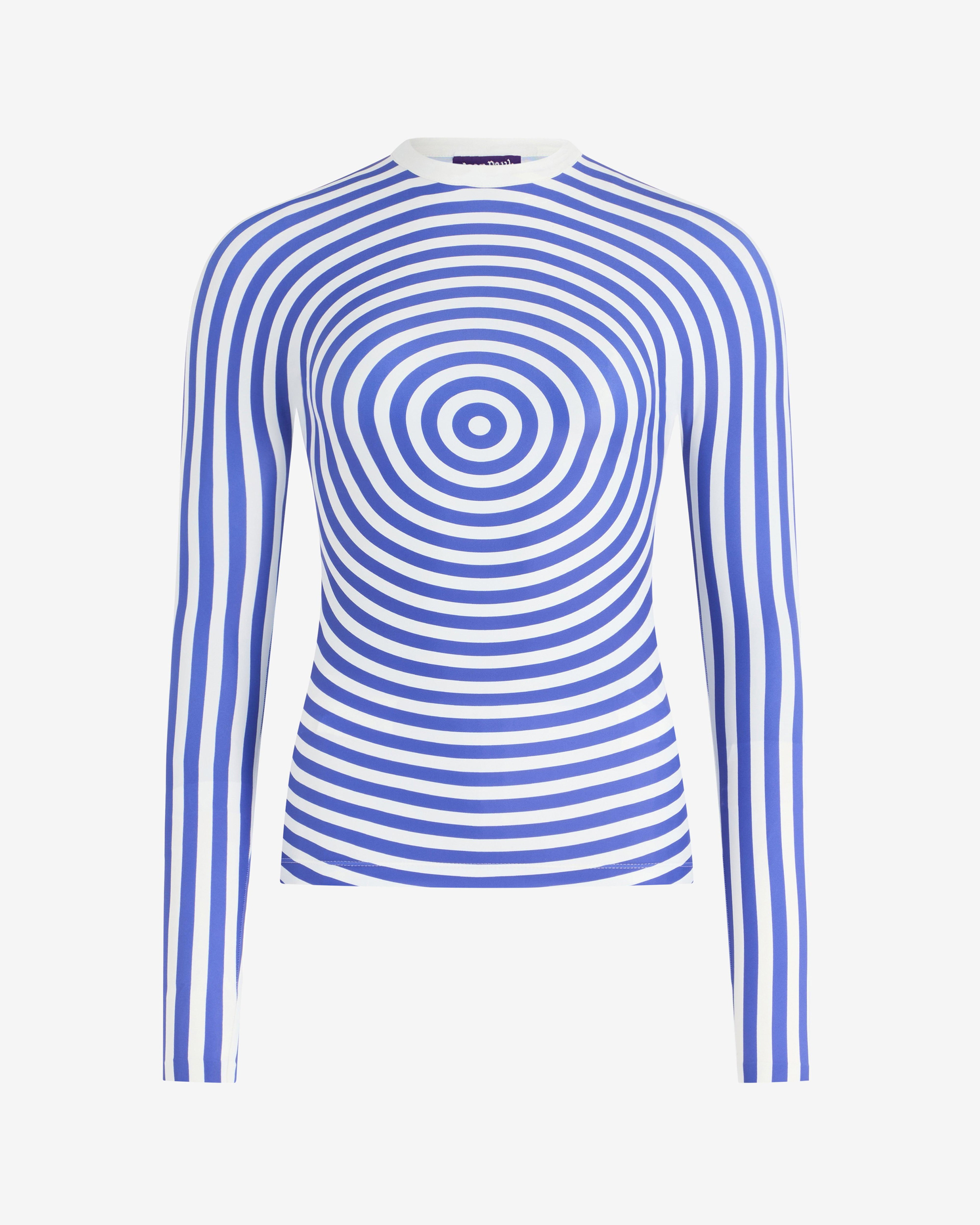 Jean Paul Gaultier - Men's Jersey Lycra Crewneck - (White/Navy) by JEAN PAUL GAULTIER