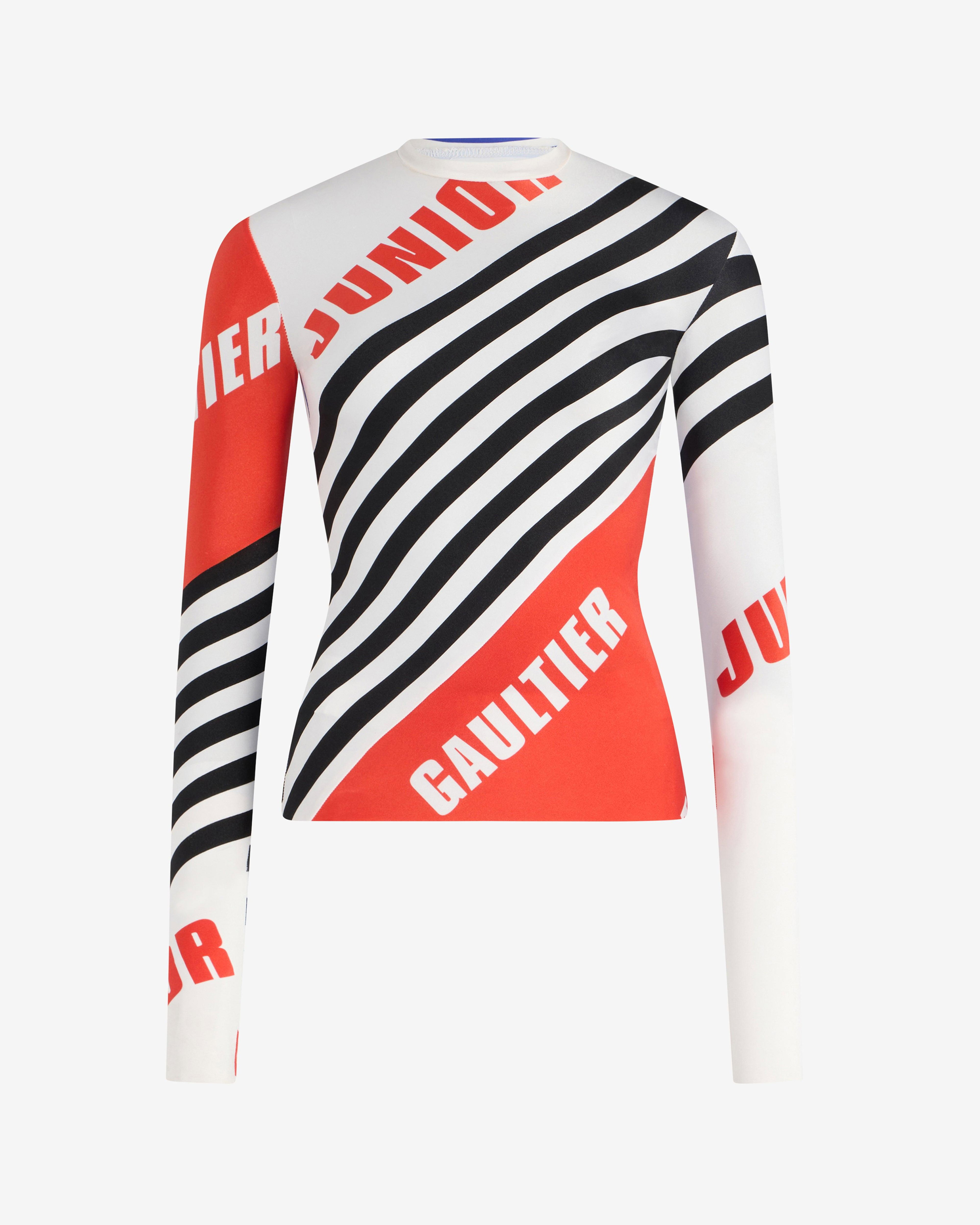 Jean Paul Gaultier - Men's Stretch Jersey Crewneck - (Black/Red) by JEAN PAUL GAULTIER