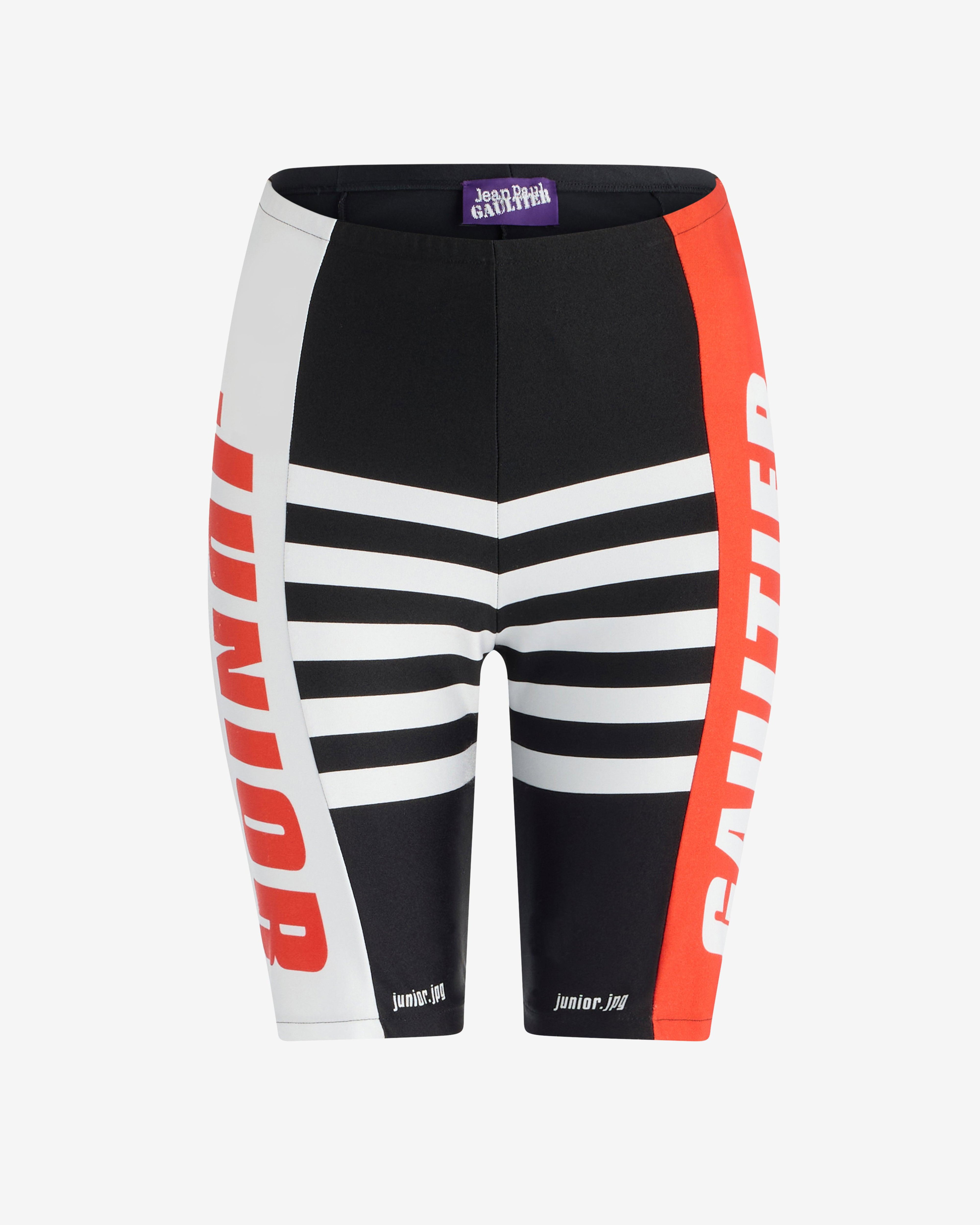 Jean Paul Gaultier - Men's Stretch Jersey Cyclist Short - (Black/Red) by JEAN PAUL GAULTIER