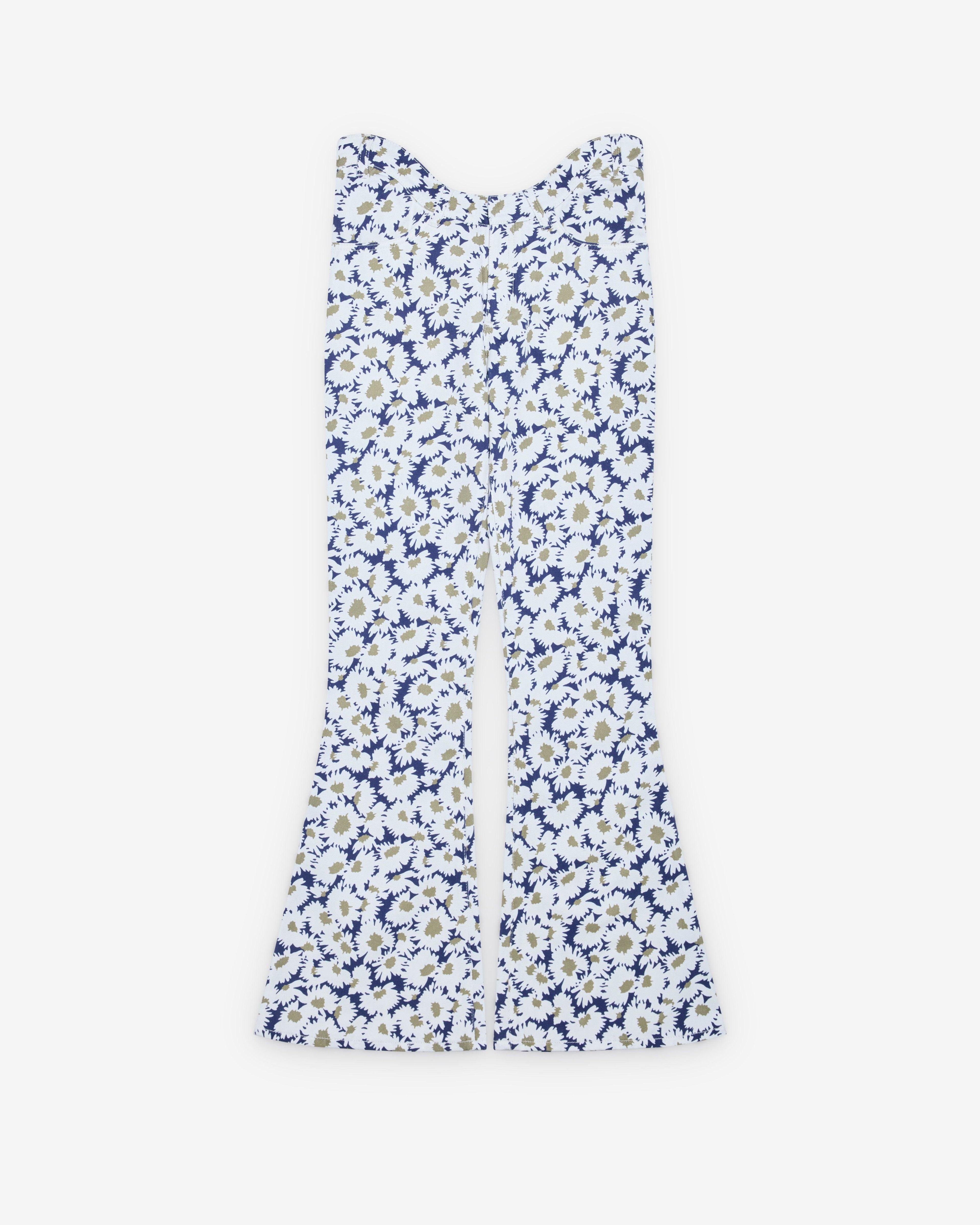 Jean Paul Gaultier - Women's Curved Flower Jeans - (Navy/White) by JEAN PAUL GAULTIER
