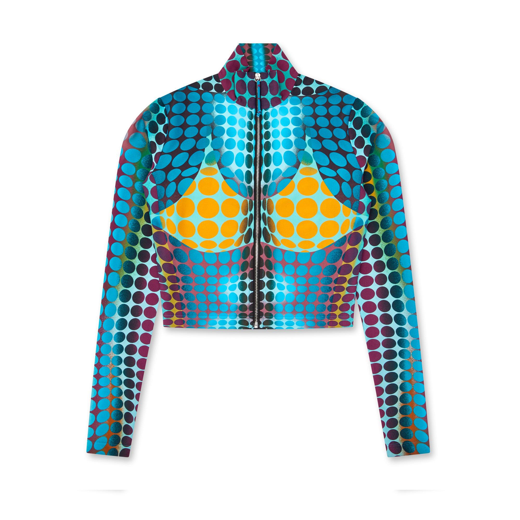 Jean Paul Gaultier - Women’s High Neck Top - (Blue/Purple/Yellow) by JEAN PAUL GAULTIER