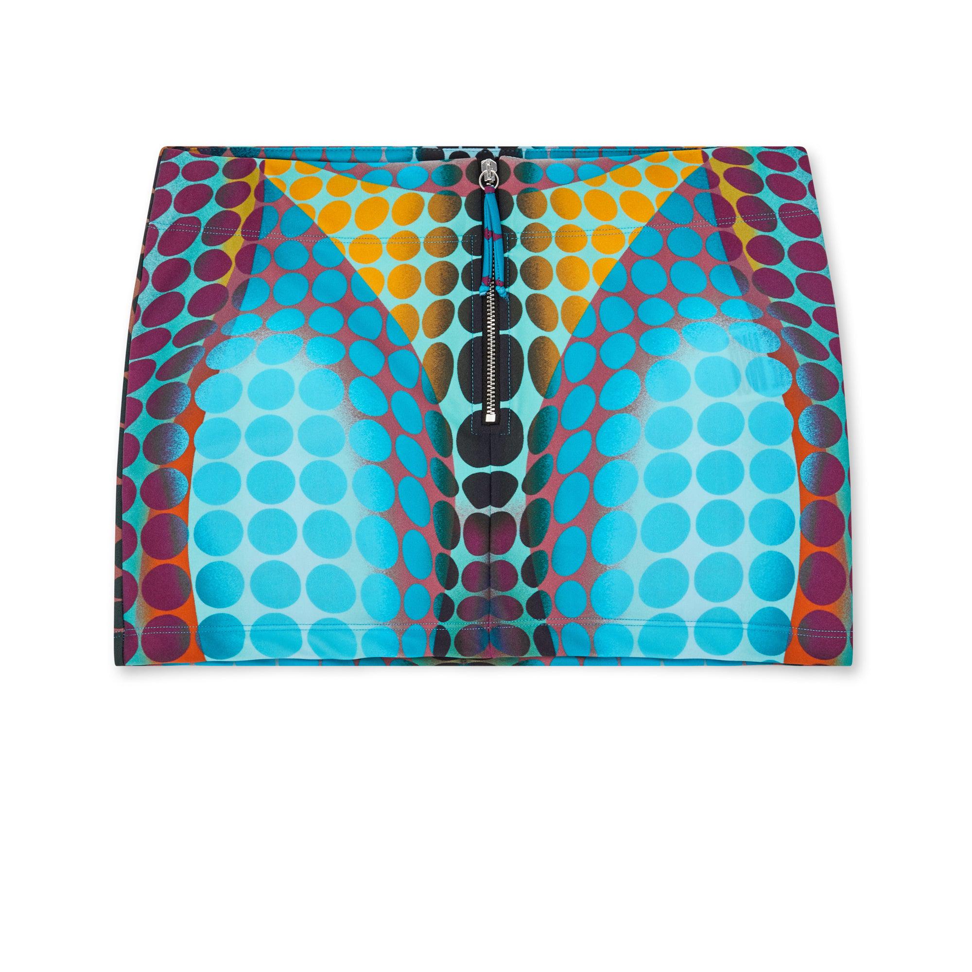 Jean Paul Gaultier - Women’s Mini Skirt With Center Zip - (Blue/Purple/Yellow) by JEAN PAUL GAULTIER