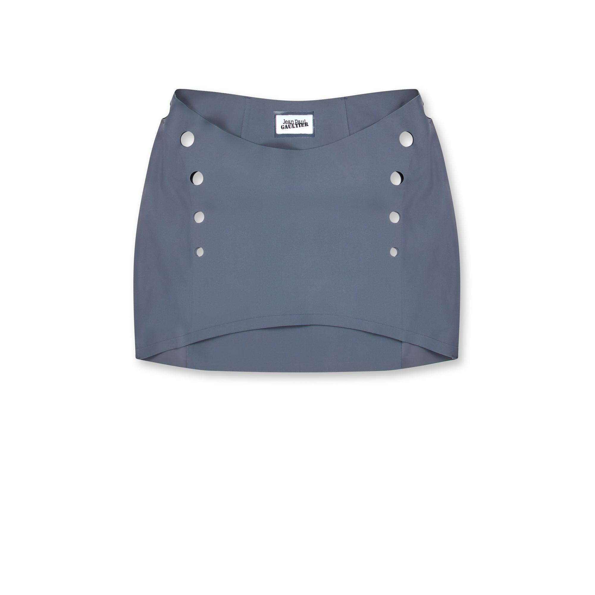 Jean Paul Gaultier - Women’s Mini Skirt With Perforated Details - (Dark Grey) by JEAN PAUL GAULTIER