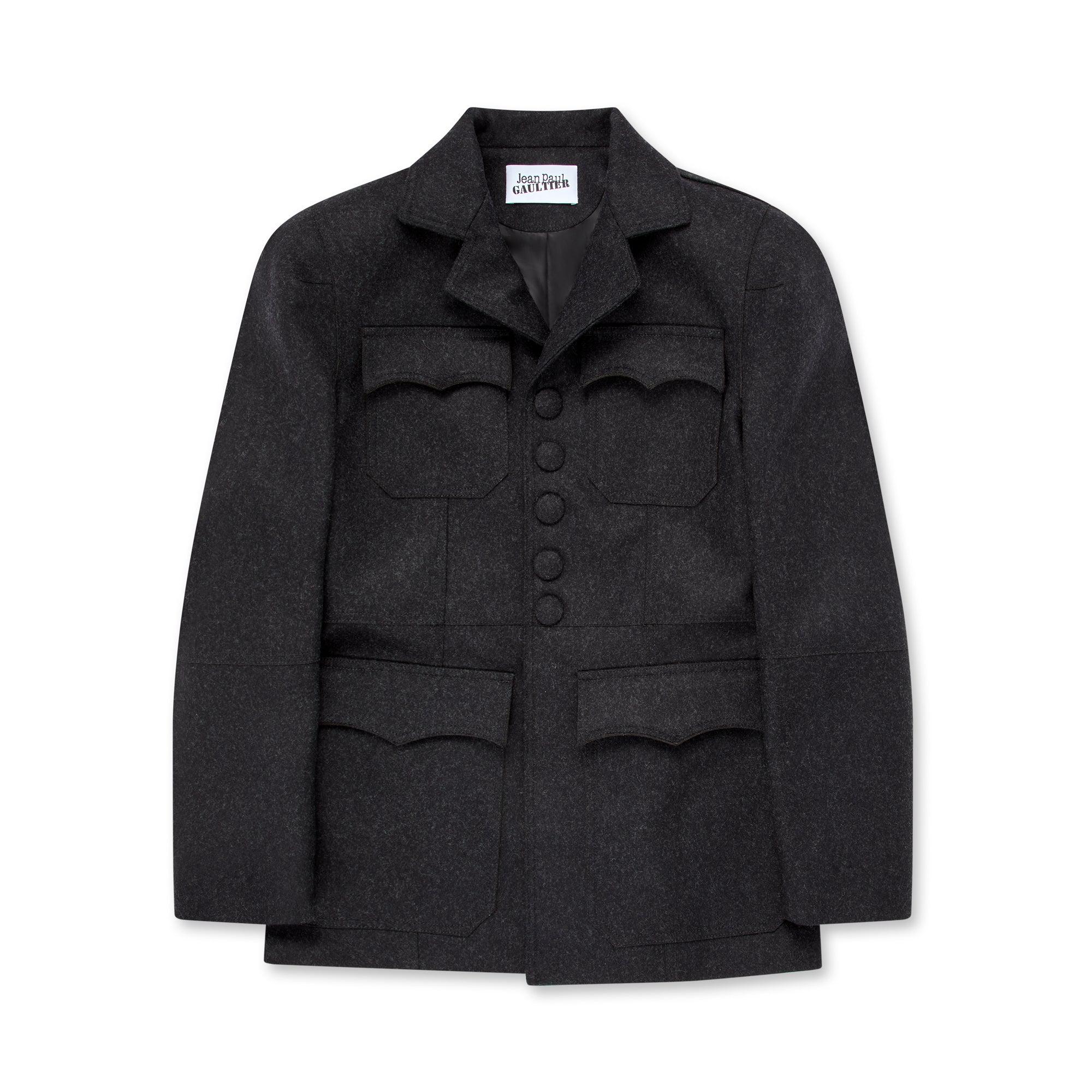 Jean Paul Gaultier - Women’s The Felted Single Breasted Jacket - (Dark Grey) by JEAN PAUL GAULTIER
