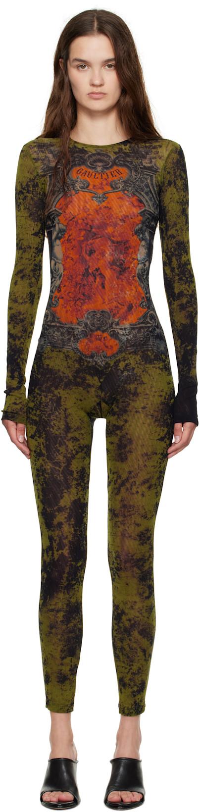 Khaki & Orange 'The Médaillon' Jumpsuit by JEAN PAUL GAULTIER