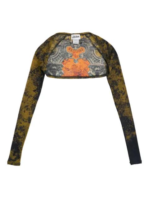 Médeillon-print long-sleeve cropped jacket by JEAN PAUL GAULTIER