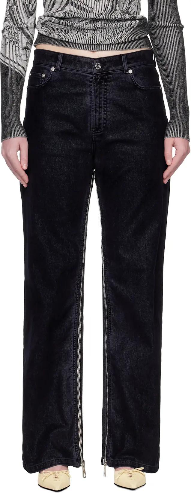 Navy 'The Flocked Denim' Jeans by JEAN PAUL GAULTIER