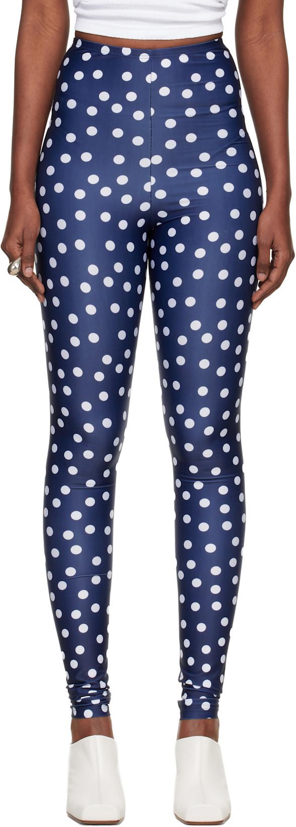 Navy 'The Polka-Dot' Leggings by JEAN PAUL GAULTIER