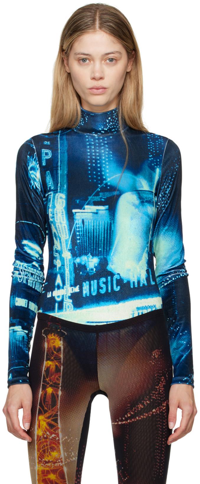 Navy 'The Velvet Pigalle' Bodysuit by JEAN PAUL GAULTIER
