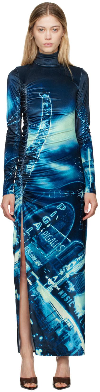 Navy 'The Velvet Pigalle' Maxi Dress by JEAN PAUL GAULTIER