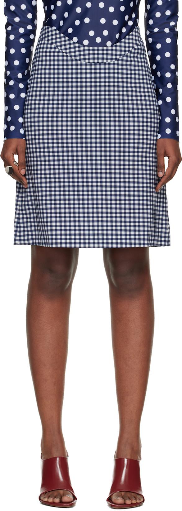 Navy & White 'The Curved' Midi Skirt by JEAN PAUL GAULTIER