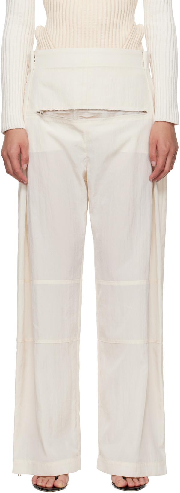 Off-White Zip Trousers by JEAN PAUL GAULTIER