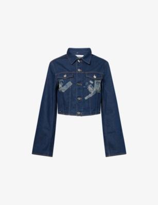 Printed Cropped Denim Jacket by JEAN PAUL GAULTIER