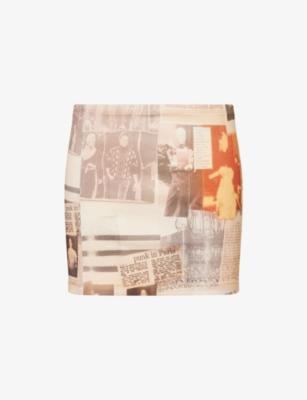 Printed Ribbed Stretch-Cotton Mini Skirt by JEAN PAUL GAULTIER