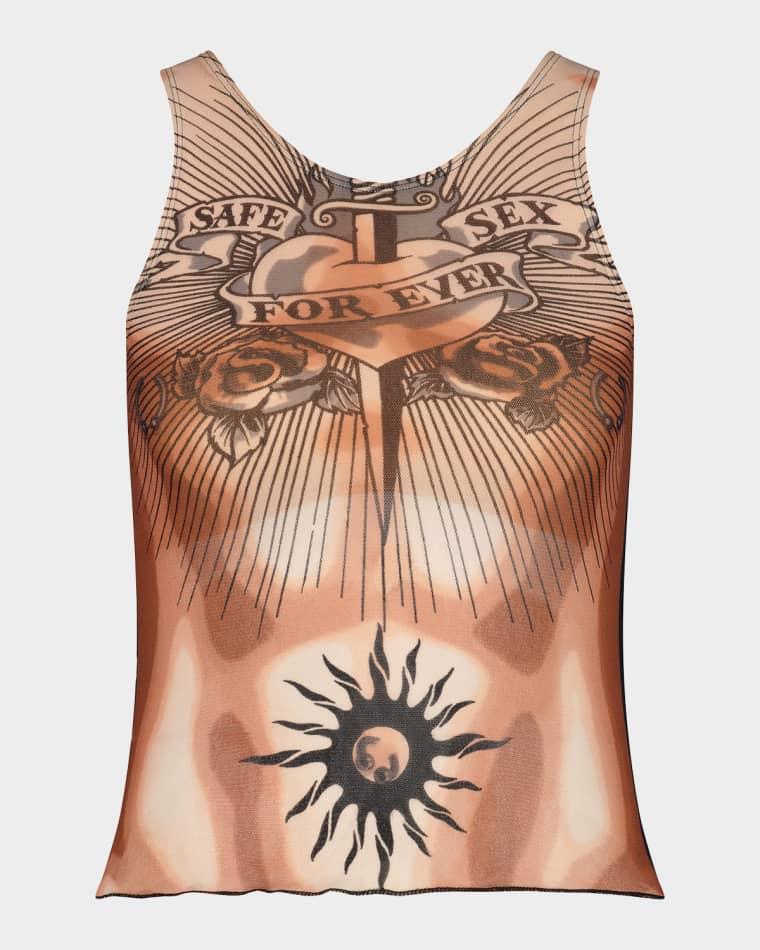 Re-Edition Tattoo Trompe L'oeil Mesh Tank Top by JEAN PAUL GAULTIER