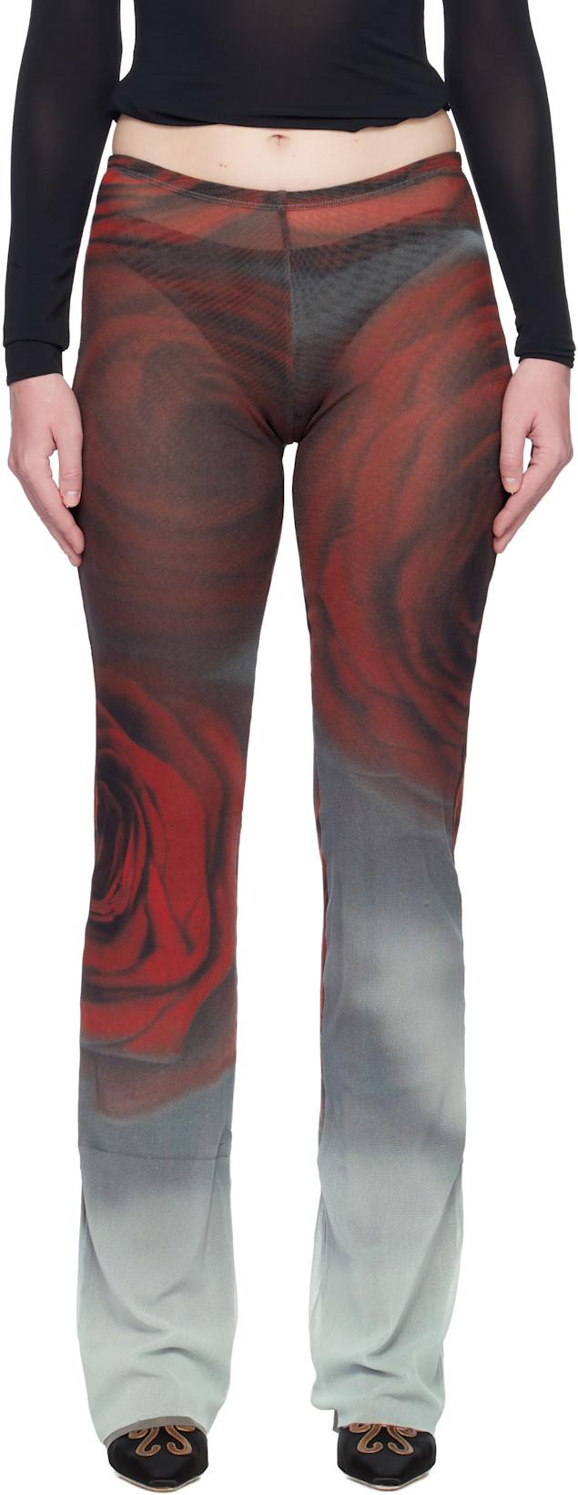 Red 'The Blurry Roses' Lounge Pants by JEAN PAUL GAULTIER