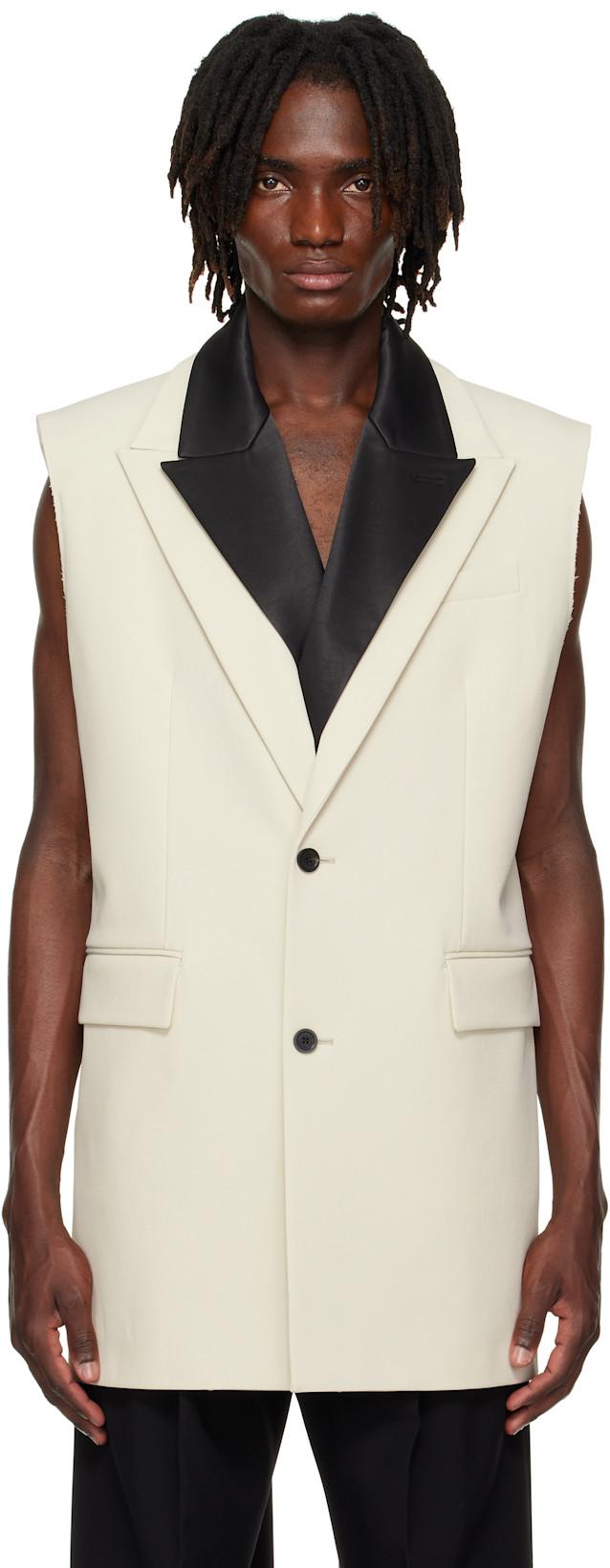 SSENSE Exclusive Beige & Black Double Layer Sleeveless Blazer by JEAN PAUL GAULTIER