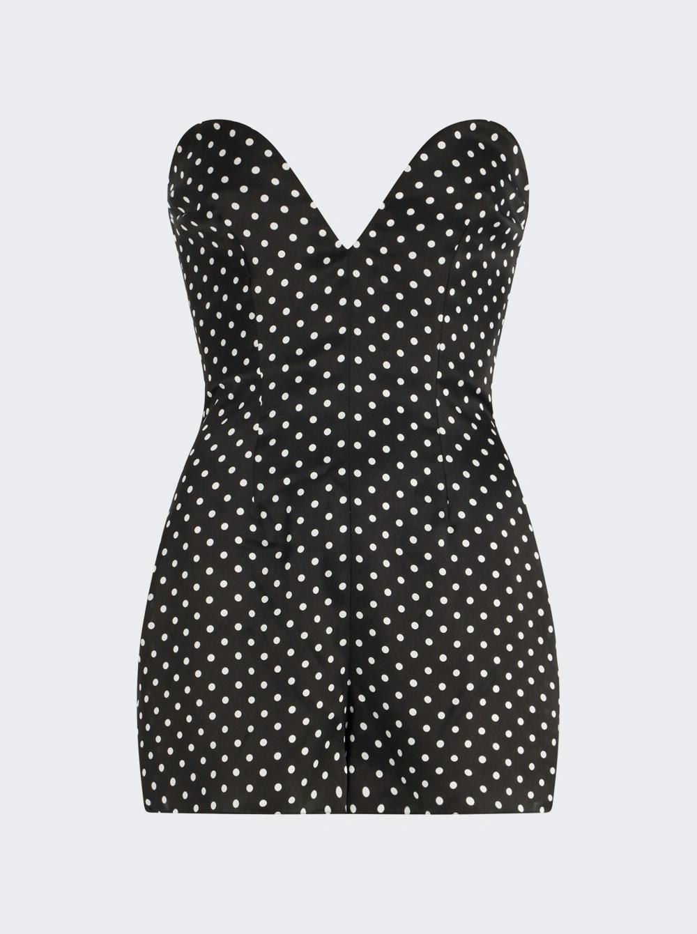 Satin Polka-dot Bustier Jumpsuit Black  | The Webster by JEAN PAUL GAULTIER