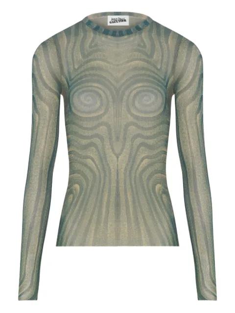 Spiral long-sleeved printed top by JEAN PAUL GAULTIER