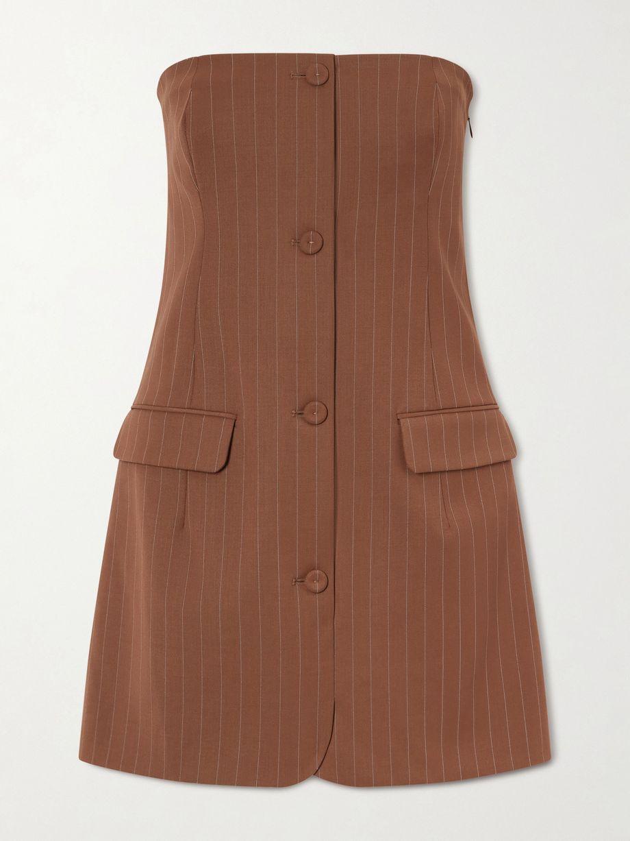 Strapless pinstriped wool-blend twill mini dress by JEAN PAUL GAULTIER